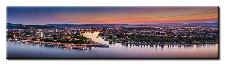 Koblenz Abendstimmung Panorama 2 - Leinwandbild