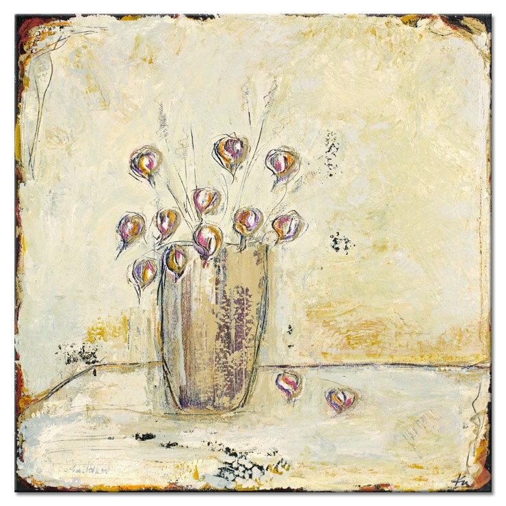 Karin Melé - Les Salutations des Fleurs II - Original handgemalte Mischtechnik -20 x 20 cm