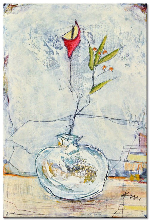 Karin Melé - Fleurs et beies sauvages - Original handgemalte Mischtechnik -20 x 30 cm