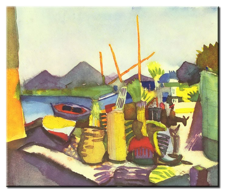 August Macke Bilder - Landschaft bei Hammamet-20 x 24cm