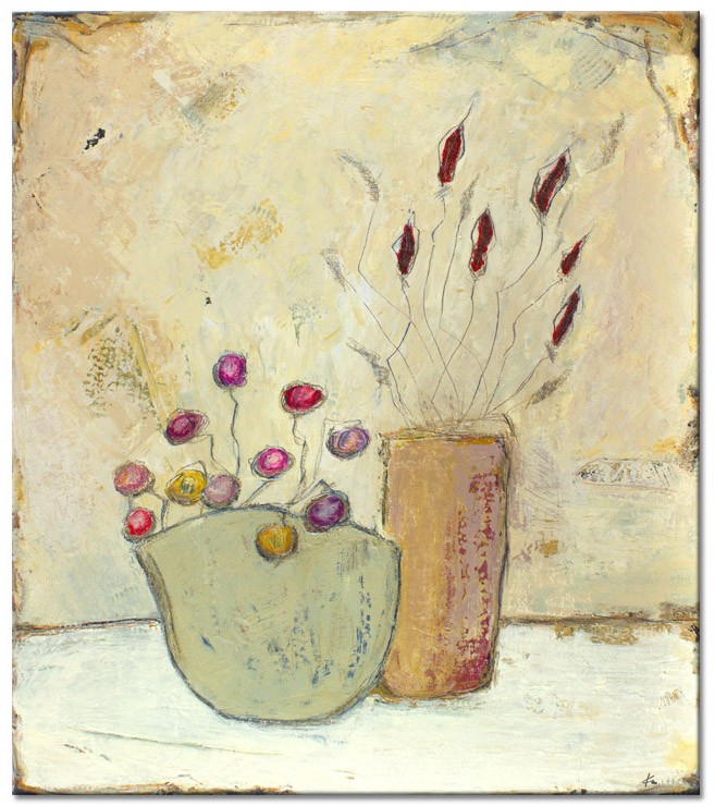 Karin Melé - Flowers - Original handgemalte Mischtechnik -20 x 20 cm