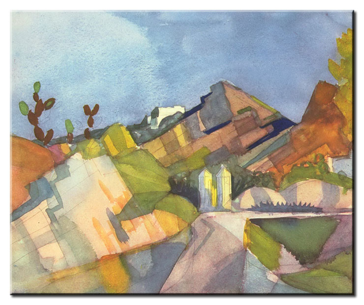 August Macke Bilder - Felsige Landschaft-20 x 24cm