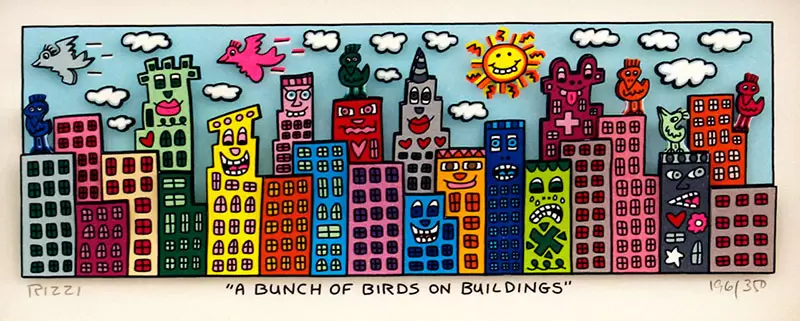 james-rizzi-a-bunch-of-birds-on-buildings-ungerahmt-kunst-3d