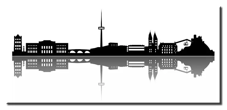 Koblenz Skyline Silhouette - Leinwandbild-20 x 40 cm