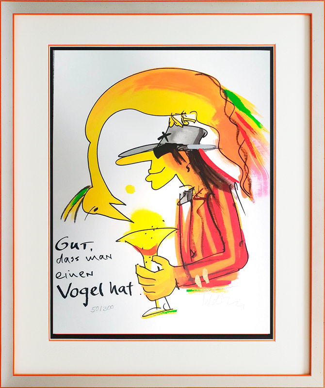 Udo Lindenberg Bilder "Gut, dass man einen Vogel hat" - original Grafik, handsigniert