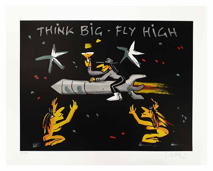 Udo Lindenberg THINK BIG - FLY HIGH - original Grafik handsigniert