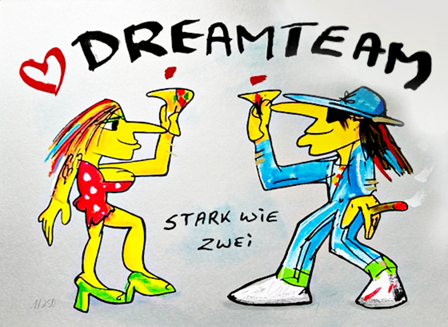  Udo Lindenberg DREAMTEAM - STARK WIE ZWEI - Silver Edition - original Siebdruck, handsigniert 