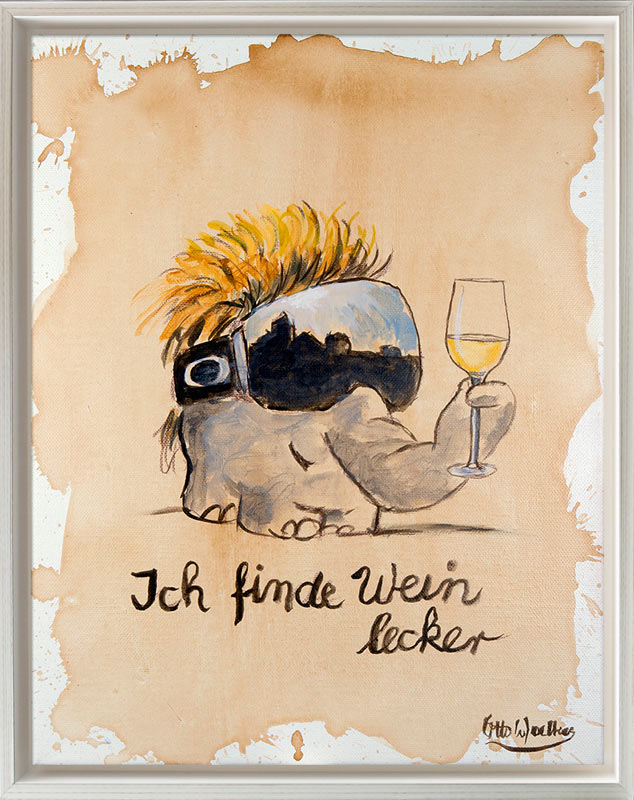 Otto Waalkes - ICH FINDE WEIN LECKER - Original Pigmentgrafik auf Leinwand