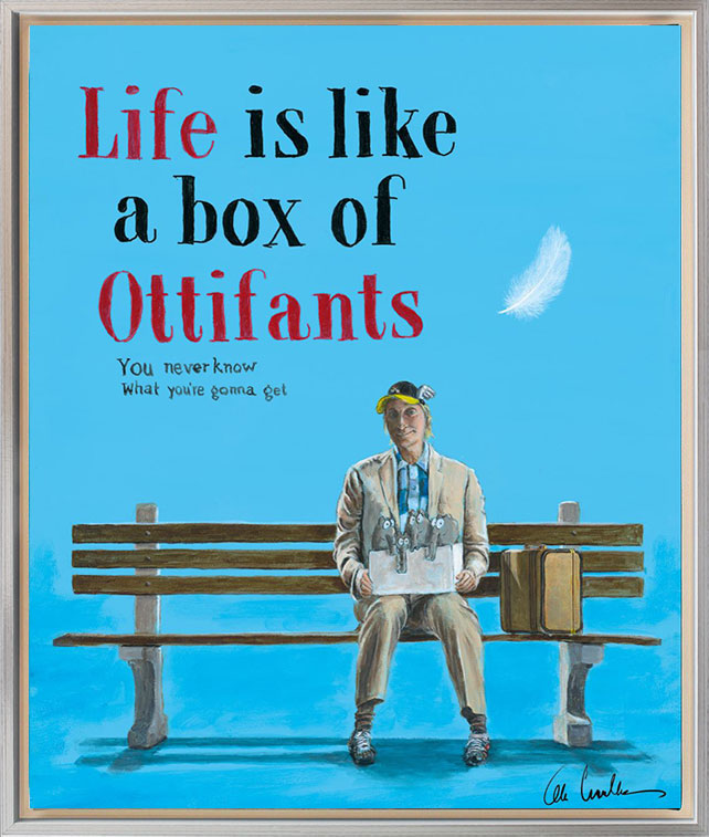 Otto Waalkes - BOX OF OTTIFANTS - ORIGINAL PIGMENTGRAFIK AUF LEINWAND
