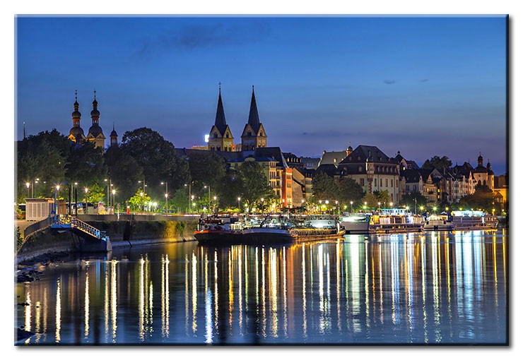 Koblenz - Mosel City Lights - als Leinwandbild-30 x 40 cm