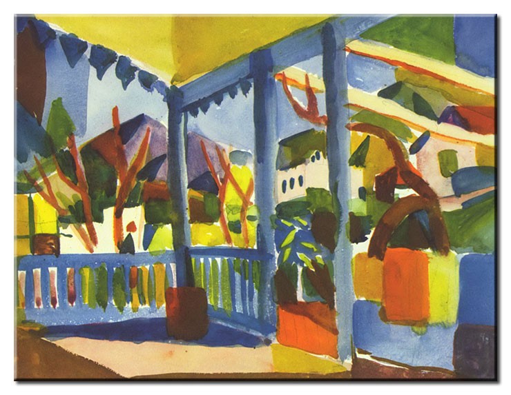 August Macke Bilder - Terrasse des Landhauses in St. Germain-30 x 40 cm