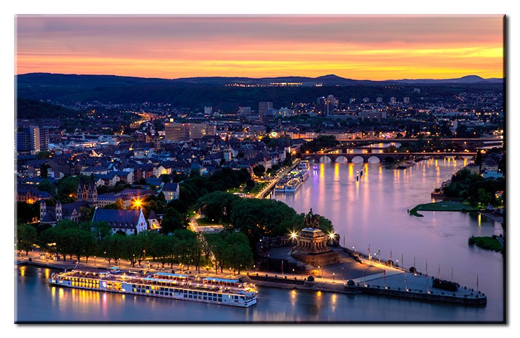 Koblenz At Night - Leinwandbild