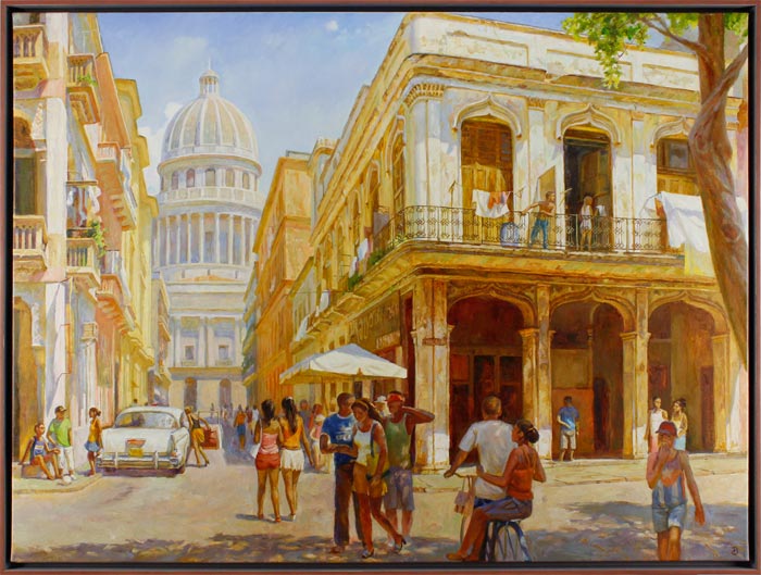 Diego Santos original Gemälde - Ein Sommertag am Capitolio - handgemalt