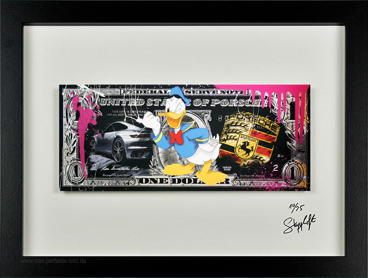 SKYYLOFT - Donald Duck Porsche Rubin Dollar - gerahmt