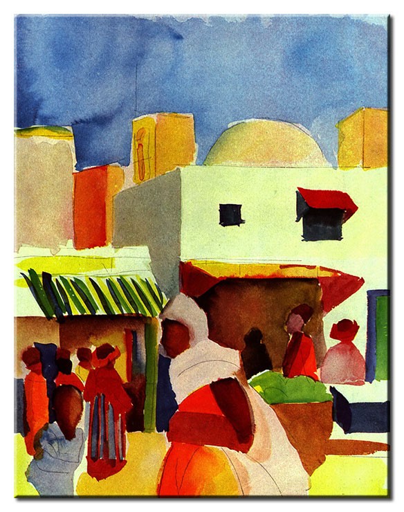 August Macke Bilder - Markt in Tunis-30 x 40 cm
