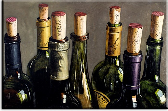 Modernes Leinwandbild- Weinflaschen-20 x 30 cm