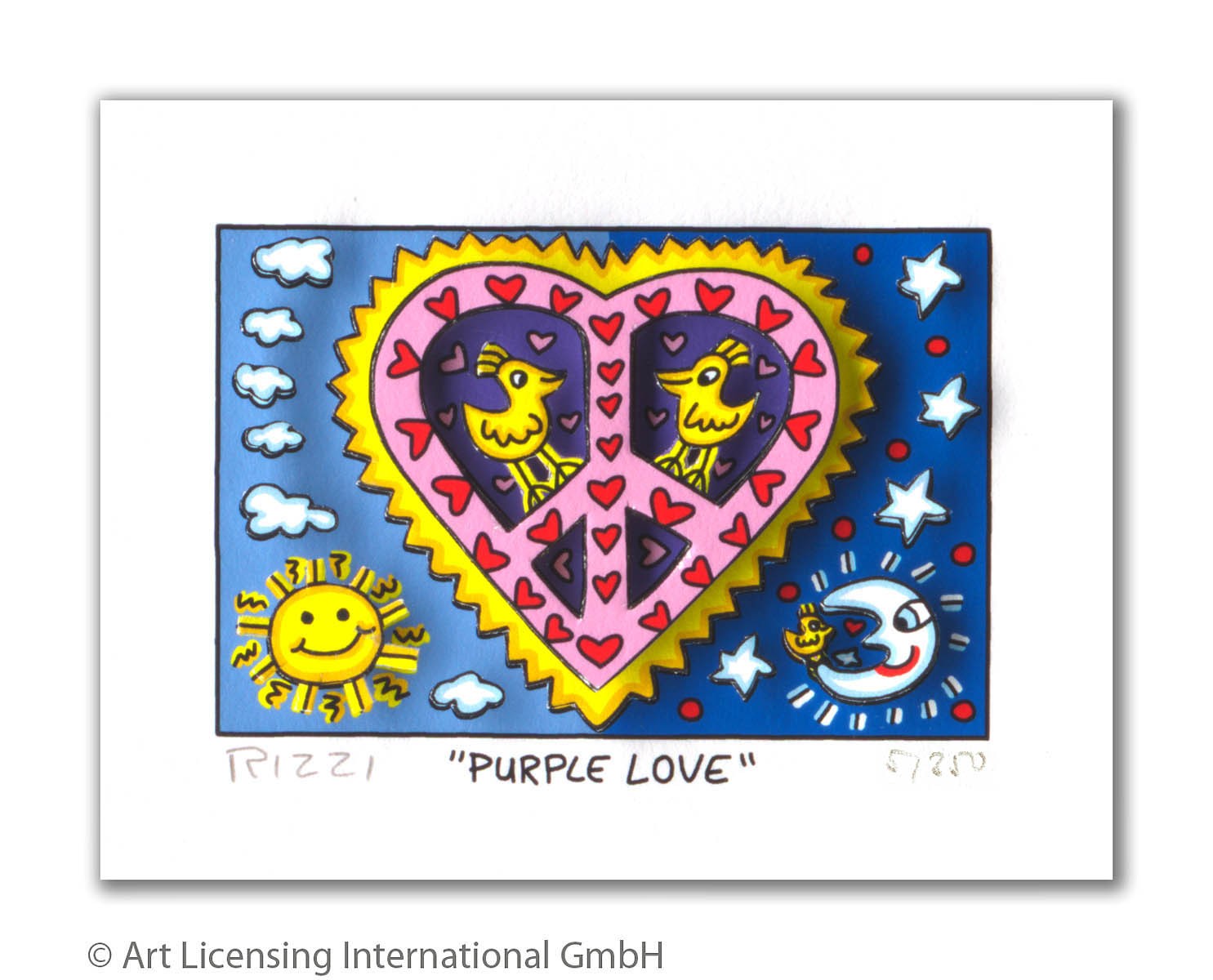 James Rizzi - PURPLE LOVE - Original 3D Bild drucksigniert - ohne Rahmen PP-Normale Nummer