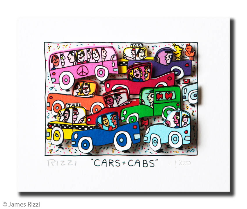 james-rizzi-cars-and-cabs-ungerahmt-kunst-3d