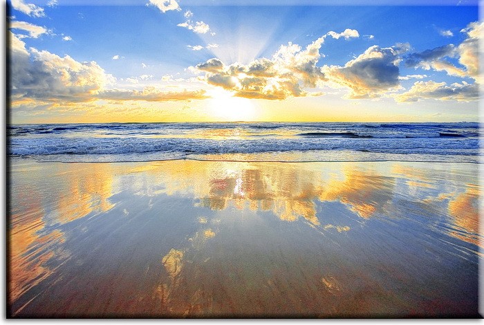 Meeresbild - Golden sunrise over the ocean. Stimmungsvolles Leinwandbild