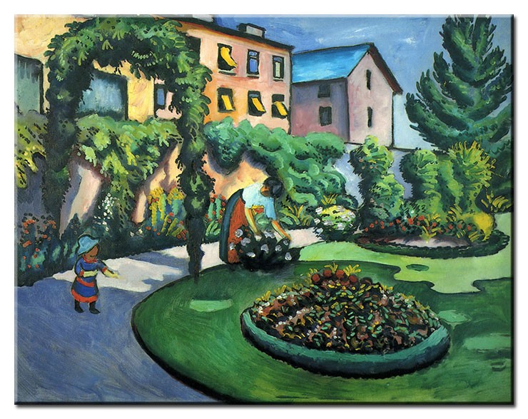 August Macke Bilder - Unser Garten mit blühenden Rabatten-30 x 40 cm